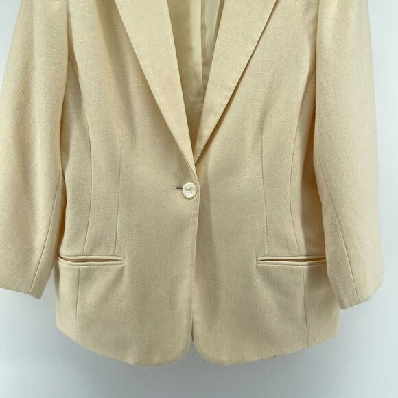 Sag Harbor Petite Women’s Cream Wool Blazer Jacket H62070JC Single Button 16P - Picture 5 of 14